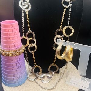 Charming Charlie Two Layer Necklace, 3 Bracelets, 1 Earrings Bundle Set